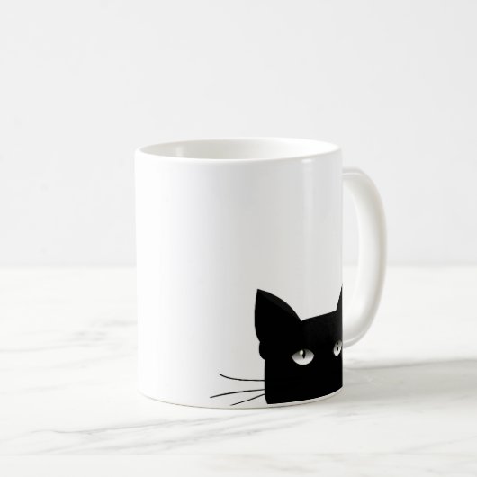 黒猫子猫好きコーヒーマグの覗き込み コーヒーマグカップ (正面右)