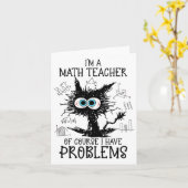 黒猫子猫私は数学の先生はもちろん カード (黄色い花)