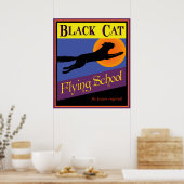 黒猫学校飛んでいるヴィンテージハロウィンポスター ポスター (キッチン)