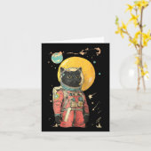 黒猫宇宙飛行士カラーアートプリント カード (黄色い花)