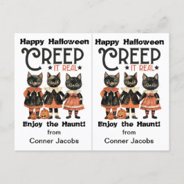 黒猫実在学校パーティーハロウィン ポストカード