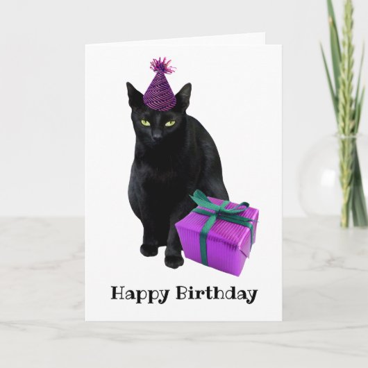 黒猫帽子ギフト誕生日カード カード (正面)