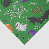 黒猫幽霊こうもりグリーンパターンハロウィン 薄葉紙 (詳細)