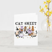 黒猫幽霊衣装おもしろい猫シーツ通し カード (黄色い花)