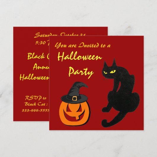 黒猫忍者ハローウィンパーティ 招待状 (正面/裏面)