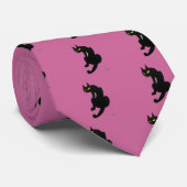 黒猫忍者ピンクブラックスケッチ ネクタイ (ロール)