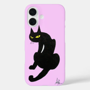 黒猫忍者ピンク薄紫 iPhone 16ケース