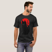 黒猫忍者猫子猫日本のサムライ猫 Tシャツ (正面フル)