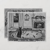 黒猫恋しく思鳥いたずらハローウィンパーティ 招待状 (正面/裏面)