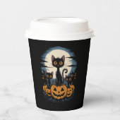 黒猫愛好家のためのハロウィン 星空の夜 ヴァンゴッホ 紙コップ (正面)