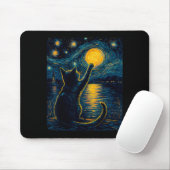 黒猫愛好家の星空 Vincent Van Gogh マウスパッド (マウス)