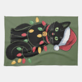 黒猫愛好家 クリスマス 子猫 ギフト 猫ママ クリスマス キッチンタオル (横)