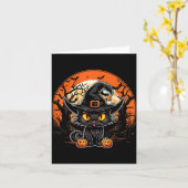 黒猫愛好家 - 黒猫 ハロウィーン スプーキー ゴースト カード (黄色い花)