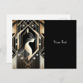 黒猫抽象芸術葉書 ポストカード (正面/裏面)