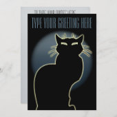 黒猫招待状パーソナライズされたハロウィーンカード 招待状 (正面/裏面)
