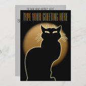 黒猫招待状パーソナライズされたハロウィーンカード 招待状 (正面/裏面)