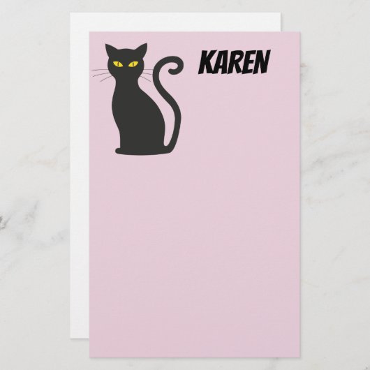 黒猫文房具パーソナライズされた 便箋 (正面/裏面)