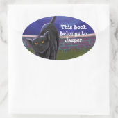 黒猫文房具 楕円形シール (バッグ)