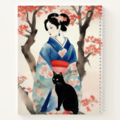 黒猫日本の雑誌を書いた美しい少女 ノートブック (裏面)