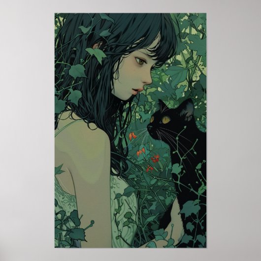 黒猫日本の – 宮崎駿スタイルポスター ポスター (正面)