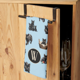 黒猫柄キッチンディスタオル キッチンタオル