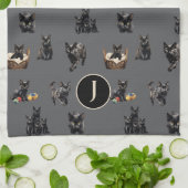 黒猫柄キッチンディスタオル キッチンタオル (折り畳み)