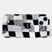 黒猫柄ギンガムチェック混じりチェダープリント Case-Mate iPhoneケース (裏面 (横))