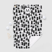 黒猫柄モノグラム ゴルフタオル (インサイチュ)