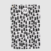 黒猫柄モノグラム ゴルフタオル (正面)