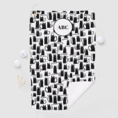 黒猫柄モノグラム ゴルフタオル (インサイチュ)