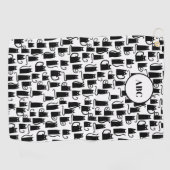 黒猫柄モノグラム ゴルフタオル (横)