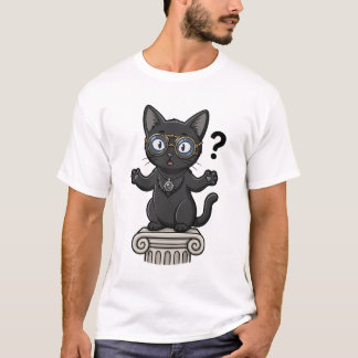 黒猫正義の女神哲学と法律Tシャツ Tシャツ