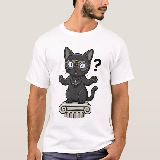 黒猫正義の女神哲学と法律Tシャツ Tシャツ (正面)