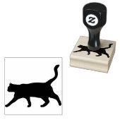 黒猫歩くシルエットゴムスタンプ ラバースタンプ (押印)