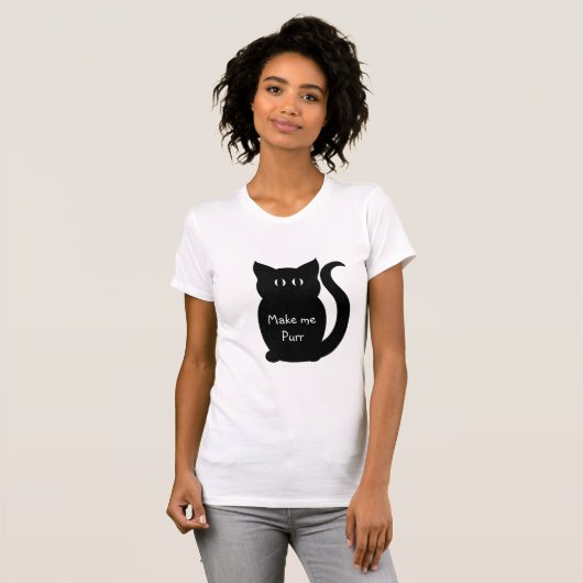 黒猫気のあるそぶりをしたのシルエット Tシャツ (正面フル)