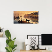 黒猫水彩壁ポスター ポスター (ホームオフィス)