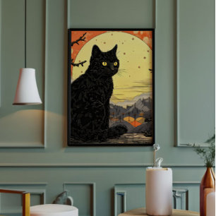 黒猫浮世絵 フォトプリント           