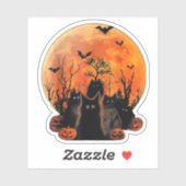 黒猫満月おもしろい動物ペット愛者ハロー シール (シート)