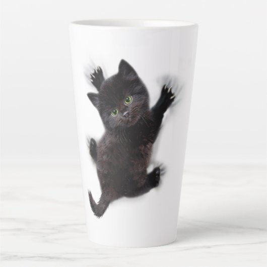 黒猫登山オンヒューマンバック カフェラテマグ (正面)