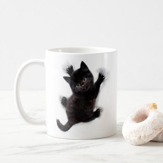 黒猫登山オンヒューマンバック コーヒーマグカップ (ドーナツ)