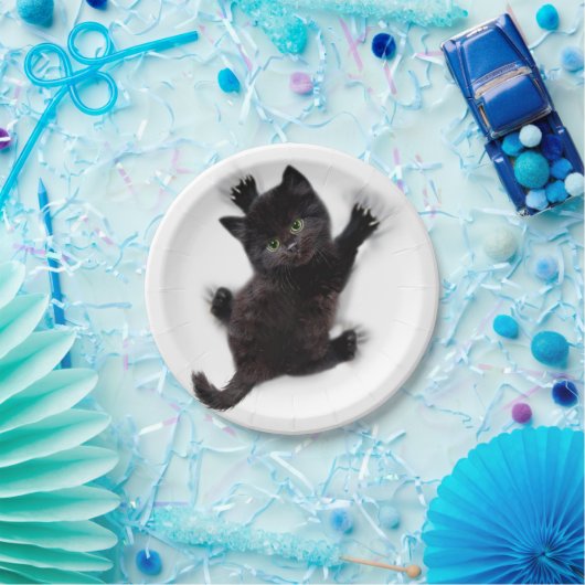 黒猫登山オンヒューマンバック ペーパープレート (パーティー)