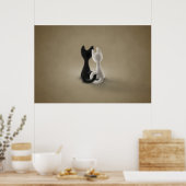 黒猫白猫（カラー3） ポスター (キッチン)