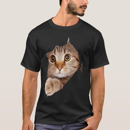 黒猫破れ布猫 猫ママ子猫 Tシャツ (正面)