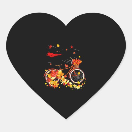 黒猫秋おもしろい秋サイクリング恋人 ハートシール (正面)