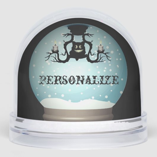 黒猫秋シャンデリア秋の雪の球体 (正面)