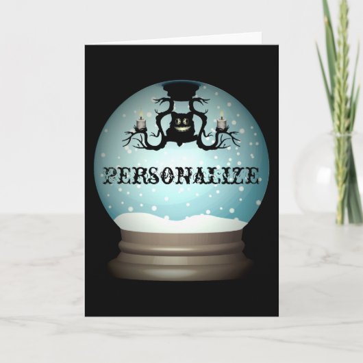 黒猫秋シャンデリア秋の雪の球体 カード (正面)