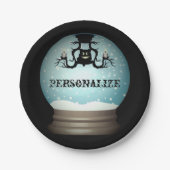 黒猫秋シャンデリア秋の雪の球体 ペーパープレート (正面)