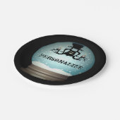 黒猫秋シャンデリア秋の雪の球体 ペーパープレート (アングル)