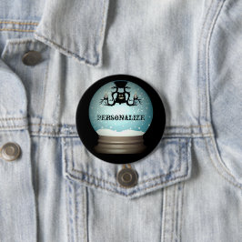 黒猫秋シャンデリア秋の雪の球体 缶バッジ