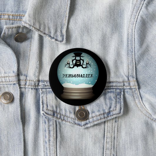 黒猫秋シャンデリア秋の雪の球体 缶バッジ (インサイチュ)